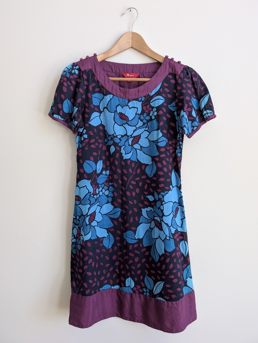 Monsoon Lightweight Cotton Purple And Blue Cotton Silk Mini Dress Approx 6